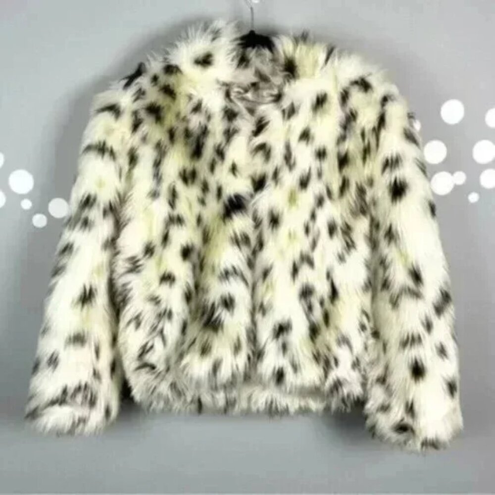 Donna Salyers Fabulous Furs Hooded Faux Fur Leaopartd Print Coat Size L